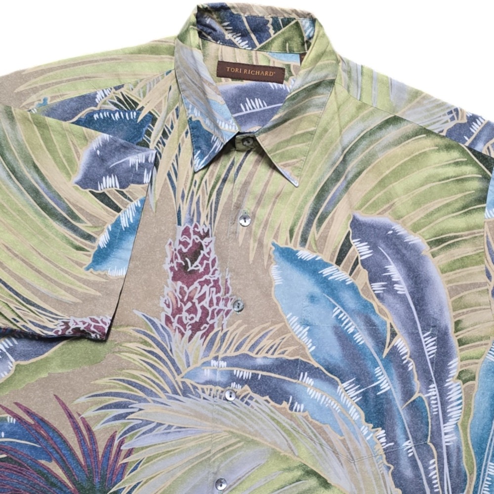 VTG Tori Richard Honolulu Hawaiian Cotton Lawn Camp Shirt Mens M Floral USA Made